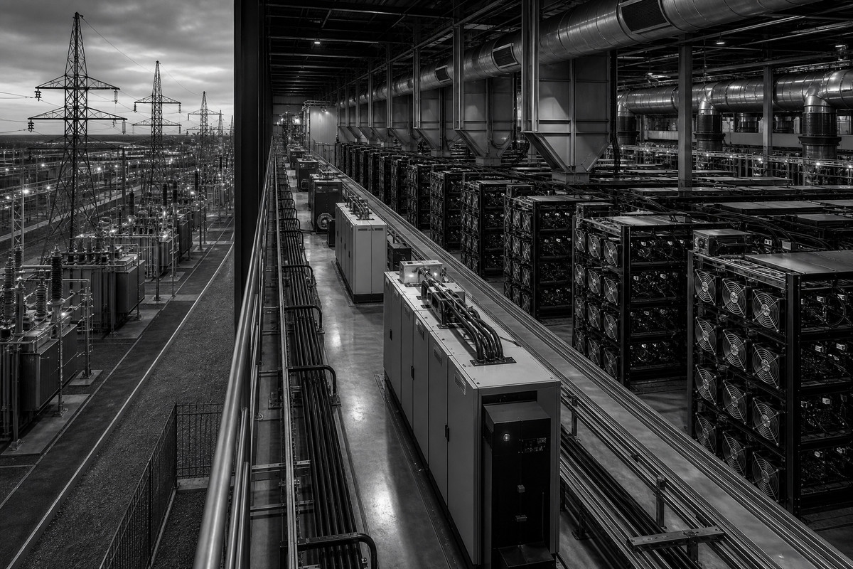 Промышленная электросетевая инфраструктура и парк ASIC с системой вентиляции