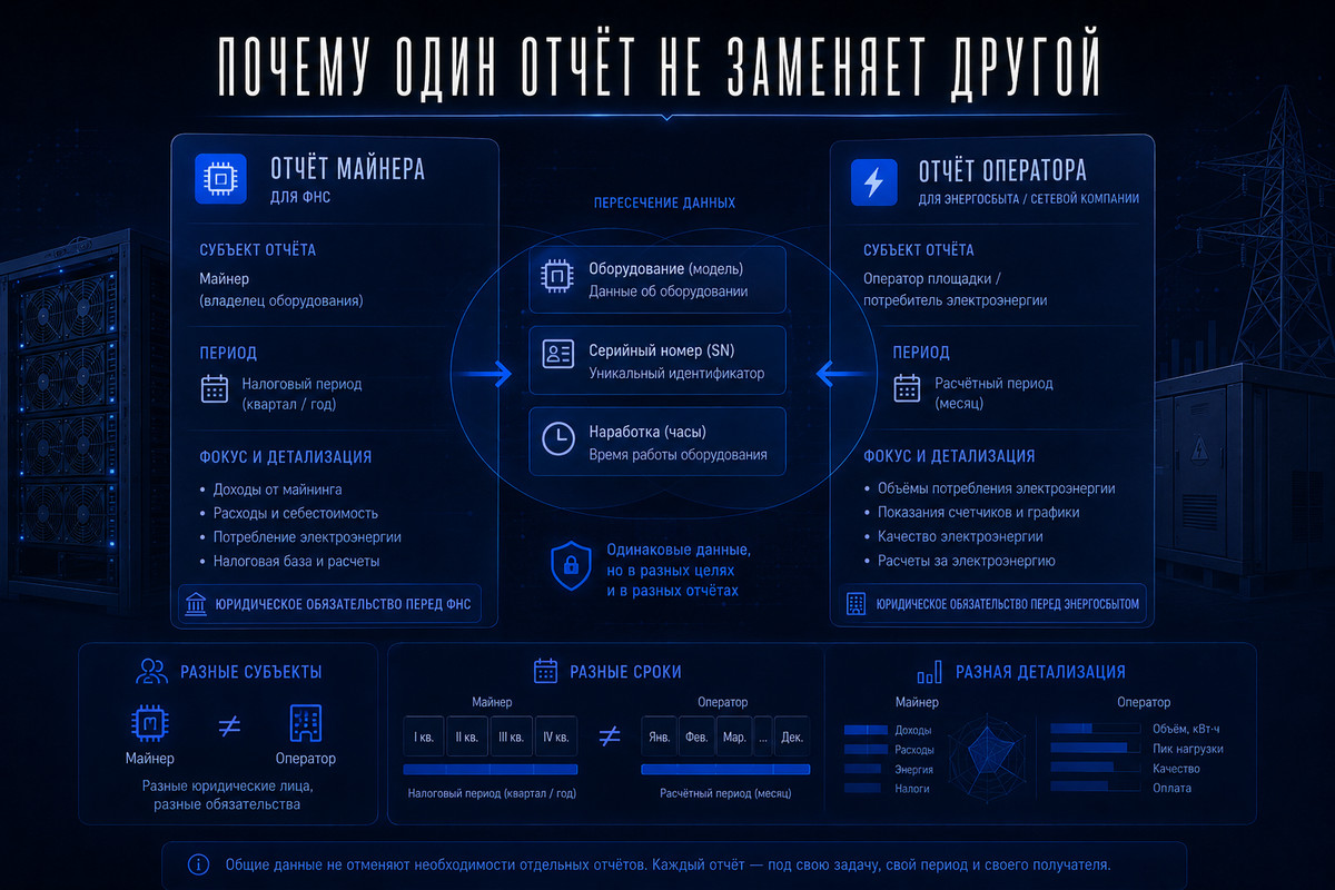Почему отчёт майнера и отчёт оператора в ФНС не заменяют друг друга