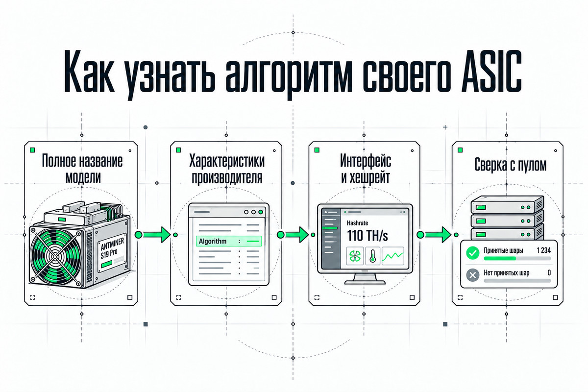 Как узнать алгоритм своего ASIC за четыре шага: модель, характеристики, интерфейс и сверка подключения