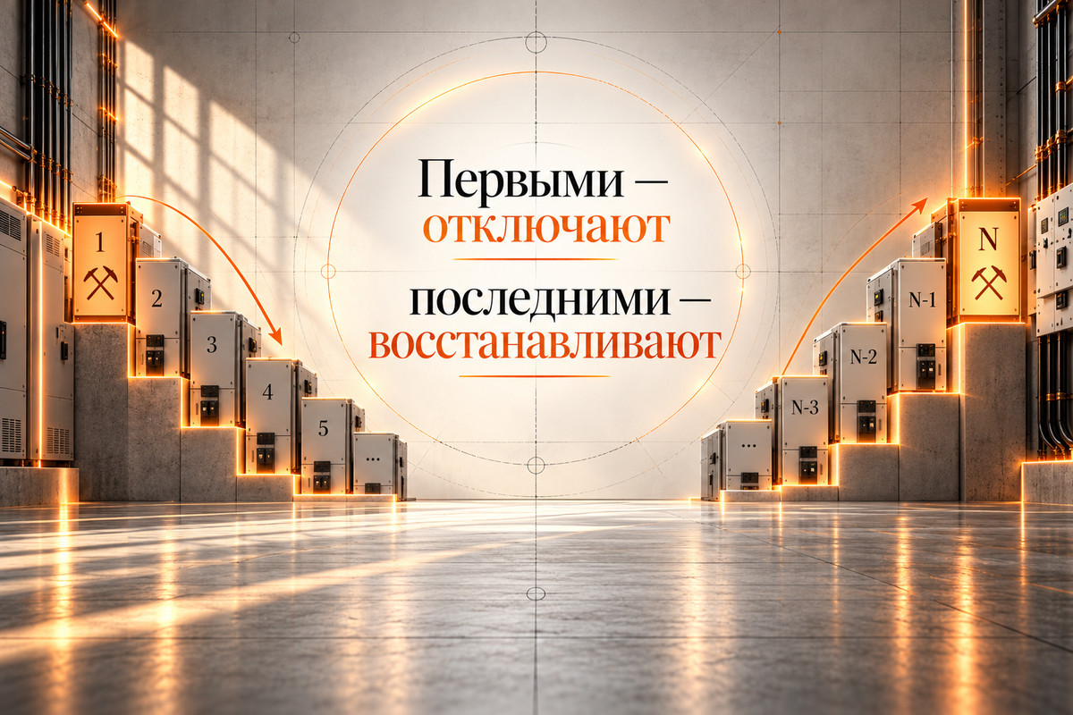 Отключения при 4 категории надёжности: очередь ограничения и восстановления электроснабжения для майнинга